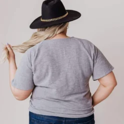 Vendor-unknown Tops PLUS Tristen Wrap Knit Top Heather Grey