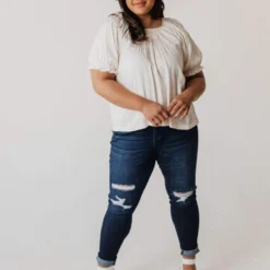 Vendor-unknown Tops PLUS Viola Smocked Yoke Top Ivory