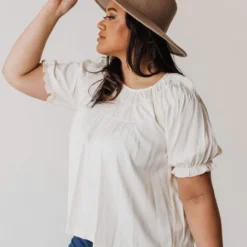 Vendor-unknown Tops PLUS Viola Smocked Yoke Top Ivory