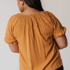 Vendor-unknown PLUS Viola Smocked Yoke Top Mustard