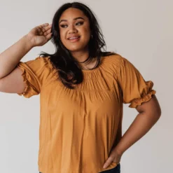 Vendor-unknown PLUS Viola Smocked Yoke Top Mustard