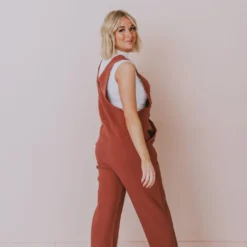 Hem & Thread Collin Raw Edge Jumpsuit Brick Dresses