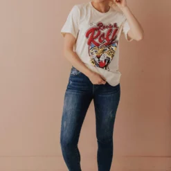 Vendor-unknown Rock & Roll Cheetah Tee Cream