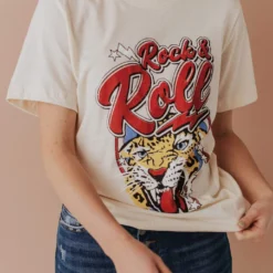Vendor-unknown Rock & Roll Cheetah Tee Cream