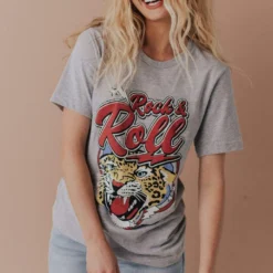 Vendor-unknown Rock & Roll Cheetah Tee Heather Grey