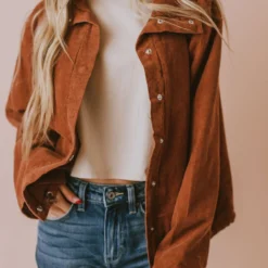 Vendor-unknown Rosalie Corduroy Jacket Camel Tops