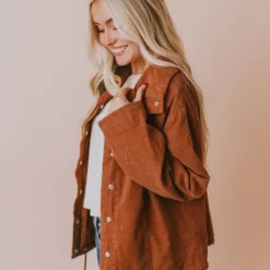 Vendor-unknown Rosalie Corduroy Jacket Camel Tops