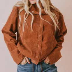 Vendor-unknown Rosalie Corduroy Jacket Camel Tops
