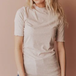 Vendor-unknown Scarlette Mock Neck Top Oatmeal