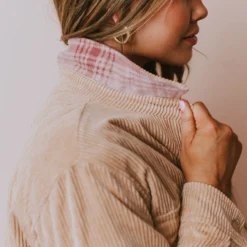 Lucy Avenue Tops Olivia Reversible Corduroy Jacket Camel