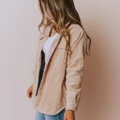 Lucy Avenue Tops Olivia Reversible Corduroy Jacket Camel