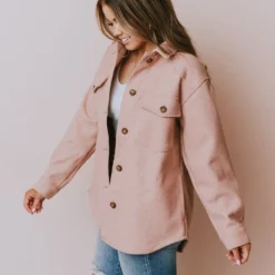 Lucy Avenue Charlotte Fleece Shacket Mauve