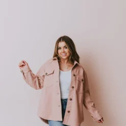 Lucy Avenue Charlotte Fleece Shacket Mauve