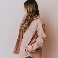 Lucy Avenue Charlotte Fleece Shacket Mauve