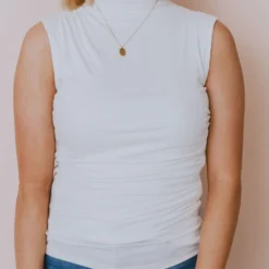 Hem & Thread Shirley Mock Neck Top Ivory Tops