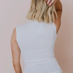 Hem & Thread Shirley Mock Neck Top Ivory Tops