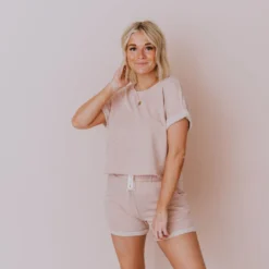 Hayden Los Angelos Demi Short Sleeved Top Blush Tops