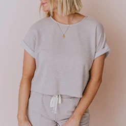Hayden Los Angelos Tops Demi Short Sleeved Top Grey