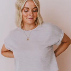 Hayden Los Angelos Tops Demi Short Sleeved Top Grey