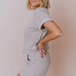 Hayden Los Angelos Tops Demi Short Sleeved Top Grey