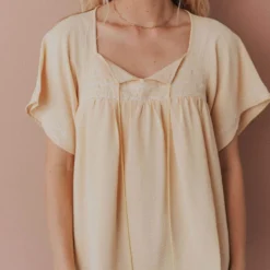 Vendor-unknown Sierra Babydoll Top Light Yellow Tops