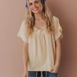 Vendor-unknown Sierra Babydoll Top Light Yellow Tops