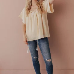 Vendor-unknown Sierra Babydoll Top Light Yellow Tops