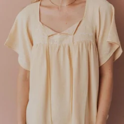 Vendor-unknown Sierra Babydoll Top Light Yellow Tops