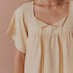 Vendor-unknown Sierra Babydoll Top Light Yellow Tops