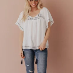 Vendor-unknown Tops Sierra Babydoll Top White