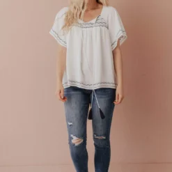 Vendor-unknown Tops Sierra Babydoll Top White