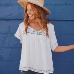 Vendor-unknown Tops Sierra Babydoll Top White