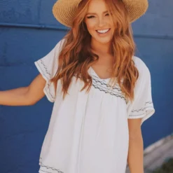 Vendor-unknown Tops Sierra Babydoll Top White