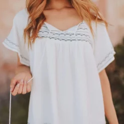 Vendor-unknown Tops Sierra Babydoll Top White