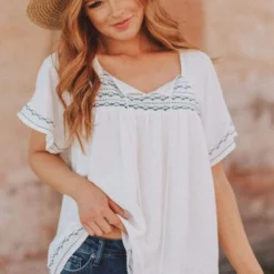 Vendor-unknown Tops Sierra Babydoll Top White