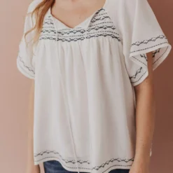 Vendor-unknown Tops Sierra Babydoll Top White