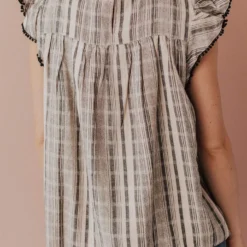 Vendor-unknown Tops Stephanie Striped Embroidered Blouse