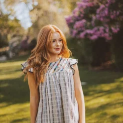 Vendor-unknown Tops Stephanie Striped Embroidered Blouse
