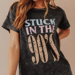 Vendor-unknown Stuck In The 90's Tee Charcoal Tops