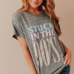 Vendor-unknown Tops Stuck In The 90's Tee Heather Grey