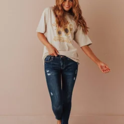 Vendor-unknown Tops Sunflower Dreamer Distressed Tee