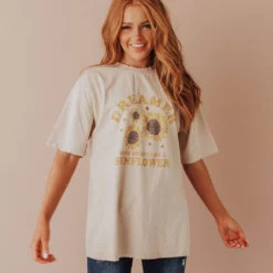 Vendor-unknown Tops Sunflower Dreamer Distressed Tee