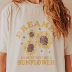 Vendor-unknown Tops Sunflower Dreamer Distressed Tee
