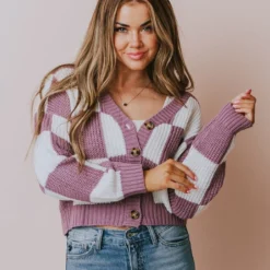 Lucy Avenue Tops Gianna Knit Pullover Lavender
