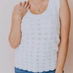 Vendor-unknown Nancy Lace Knit Tank Sweater Ivory