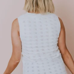 Vendor-unknown Nancy Lace Knit Tank Sweater Ivory