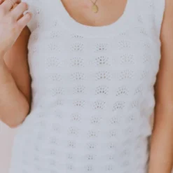 Vendor-unknown Nancy Lace Knit Tank Sweater Ivory
