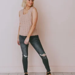 Vendor-unknown Tops Nancy Lace Knit Tank Sweater Mauve