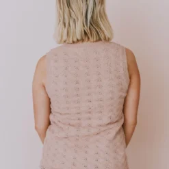 Vendor-unknown Tops Nancy Lace Knit Tank Sweater Mauve