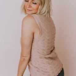 Vendor-unknown Tops Nancy Lace Knit Tank Sweater Mauve